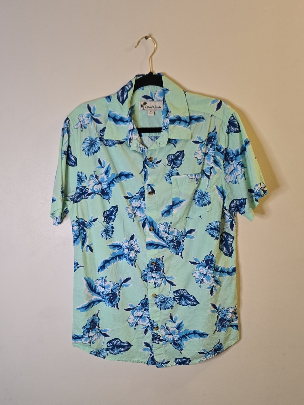 Oliver & Burke Short Sleeve Tropical Button Up Mens Medium
